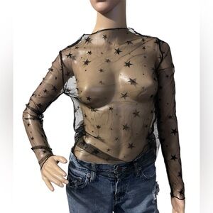 Totally Sheer Dark Romantic Baddie Top Black Mesh Fairy Grunge Coquette Women S